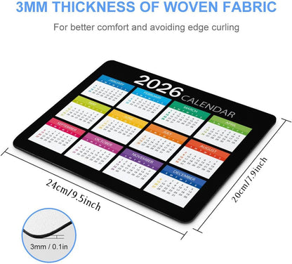 2026 Mouse Pad Calendar,Computer Mouse Pads Calendars Non-Slip Rubber Desk Mat Mousepad Gaming Office Keyboard Mat (9.45x7.87 in)