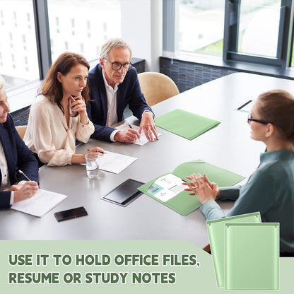 Henoyso 36 Pcs Plastic Folders with Clear Front Pockets Heavy Duty File Folders with 2 Pockets and Card Slot for Student Communication School Office Presentation Report (Sage Green)