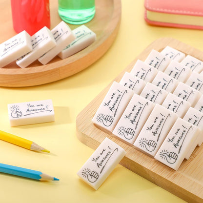 Fuutreo 200 Pcs Welcome Back to School Gifts for Students Inspirational Pencil Erasers Bulk You are Awesome White Cute Fun Erasers First Day of School Gifts Classroom Prizes from Teachers