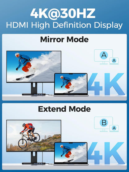 QGeeM USB C Hub Ethernet,9 in 1 USB Type C Hub HDMI Multi-Port Converter Adapter,100W Pd, USB 3.0,SD/TF Card Reader,Compatible for MacBook Pro Air Ipad HP Dell Lenovo Chromebook etc.-Black