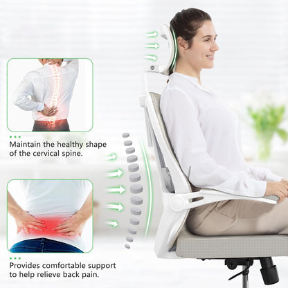 Desk Office Chair, Ergonomic High Back Comfy Computer Chairs with Wheels, Swivel Gaming Home Mesh Chair Comfortable Lumbar Support, Comfy Arms for Study, Home,Bedroom（Khaki）
