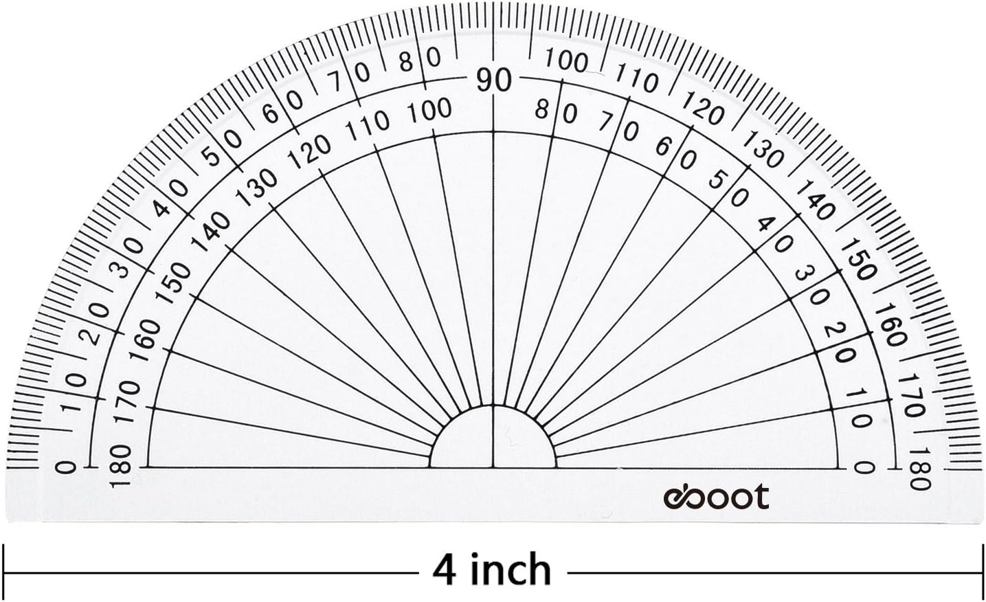 EBOOT 2 Pcs Plastic Protractor Clear 180 Degrees Transparent Protractor for Geometry, 4 Inch and 6 Inch