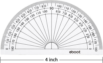 EBOOT 2 Pcs Plastic Protractor Clear 180 Degrees Transparent Protractor for Geometry, 4 Inch and 6 Inch