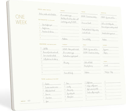 One Week - Elegant Undated Weekly Desk Planner, Gold Foiled, A4, Minimalist Weekly To Do List Notepad, Daily Schedule, Work Week Planner Pad, Eco-friendly, FSC™ Certified