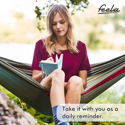 feela 6 Pack Pocket Small Notebooks Bulk, Mini Cute Memo Notepads Hardcover College Ruled Lined Journals with Pen Holder for Women Girls Office School, with 6 Black Pens, 3.5”x 5.5”, A6, Sky Blue