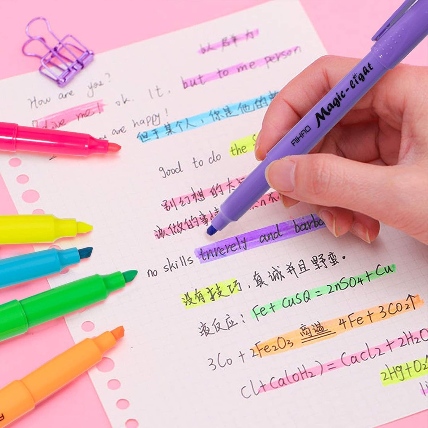 AIHAO Highlighters Assorted Colors, Chisel Tip Highlighter Pens, Pocket-Style, Assorted Ink Colors, 24 Pack