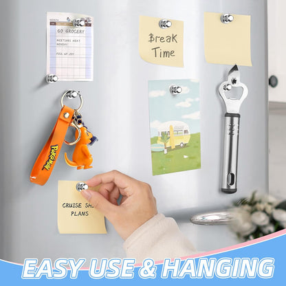 VNDUEEY 40 Pcs Refrigerator Magnets, Rose Gold Strong Magnet for Whiteboard, Fridge Magnet, Small Push Pin Magnets Office, Classroom, Map (Silver)