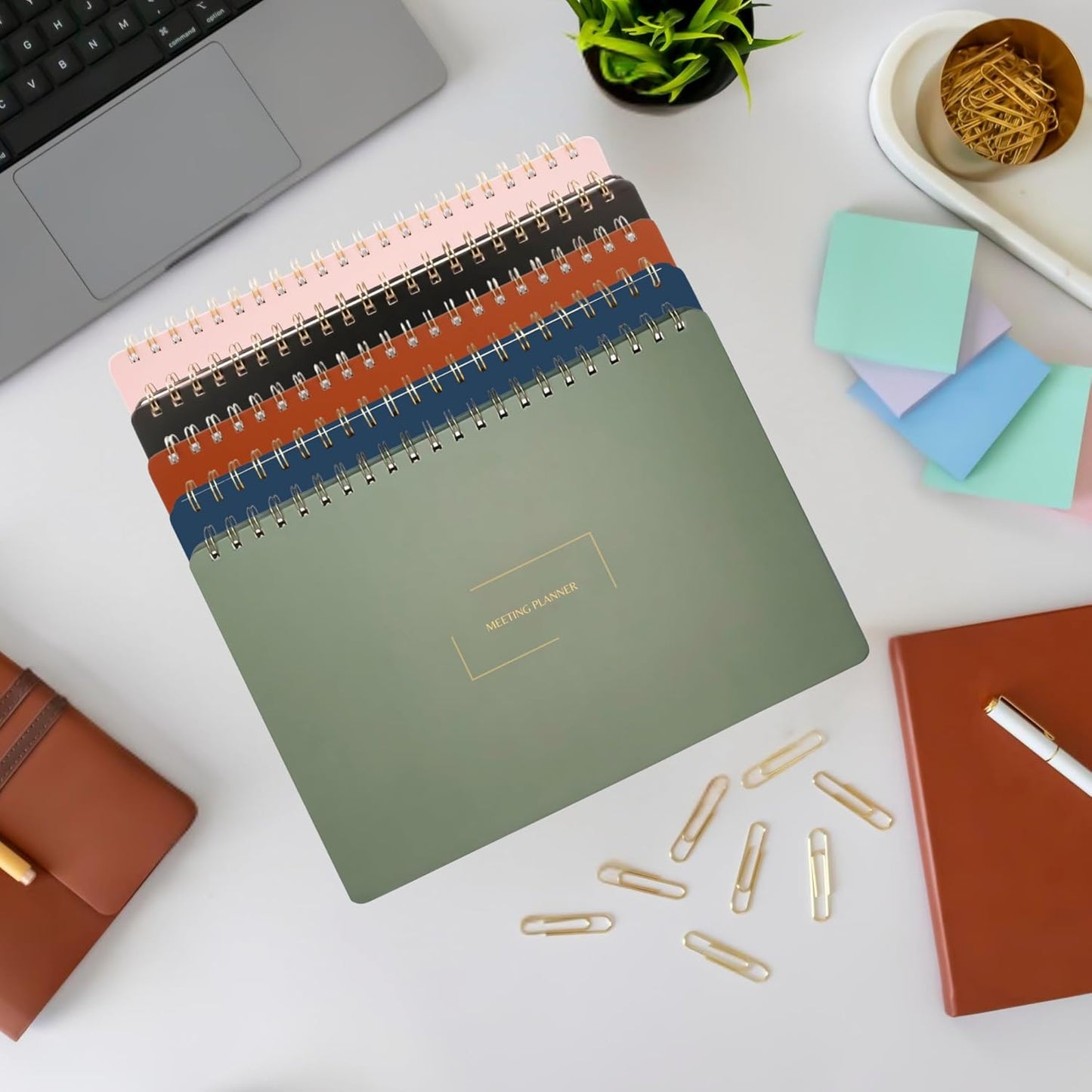 | Meeting Notebook for Work | 8.25" x 11.75" | Project Planner | Simple Design | Multiple Layouts | Office and Business Planner (Navy, Meeting Planner - Landscape)