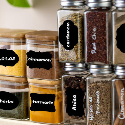 Starboling Chalkboard Labels,300 Pcs 2.4x1.6inch Irregular Labels Chalk Stickers with White Chalk Marker,Reusable Waterproof Blackboard Stickers,for Jars,Bottles,Storage Bins