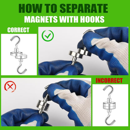 MIKEDE 20 Pack Magnetic Hooks, 110lbs Strong Magnets Hooks Heavy Duty, Extra Cruise Hook for Hanging, Industrial Metal Refrigerator Cabins, Fridge, Kitchen, Grill