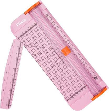 Paper Cutter,Portable Paper Slicer,12 Inch Paper Trimmer Scrapbooking Tool with Automatic Security Safeguard and Side Ruler for Craft Paper,A4 Paper,Coupon, Label and Cardstock (Pink)
