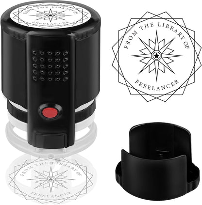 Custom Ink Stamp | Personalized Self Inking Stamp Gifts for Book Lovers, Readers, Teachers | 5 Ink Colors (Star-02)