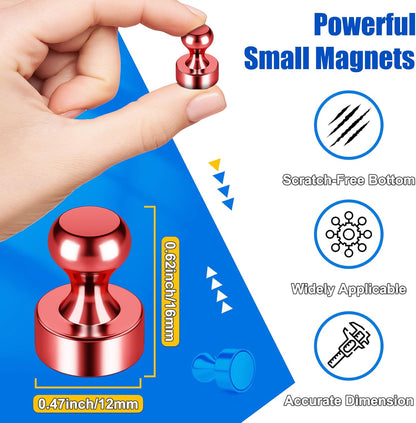 Whiteboard Magnets, Red Metal Strong Magnetic Dry Erase Board, Magnetic Clips for Refrigerator, Small Fridge Magnets for Kitchen, Office, Gadgets, Shopping List, Pack of 18