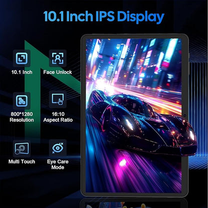 10 Inch Android 15 Tablet with Keyboard, 26GB RAM+256GB ROM(2TB Expand), 2-in-1 Tablet with 8000mAh Battery, 2.4G/5G WiFi, Widevine L1, Dual Camera, Split Screen, Mouse, Stylus, Case(Black Case)