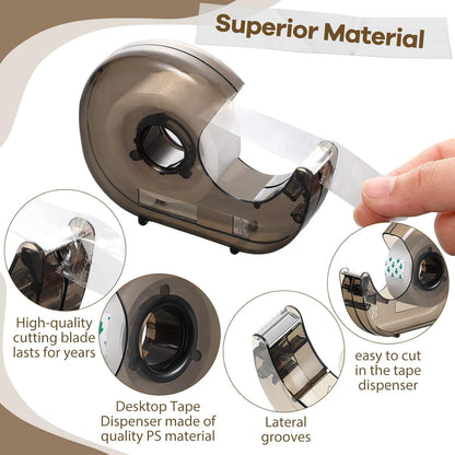 24 Pieces Handheld Tape Dispenser Desktop Adhesive Cutter Transparent Plastic Refillable Dispenser Lightweight and Portable Manual Use Adhesive Holder for Home Office Packing Gift, No Tape Included
