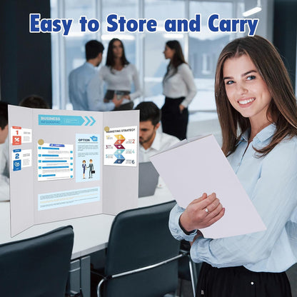 Trifold Poster Board,4 Pack 24" x 16" White Corrugated Poster Boards,Display Board,Perfect for School Projects, Science Fairs, Event Displays, and Business Presentations