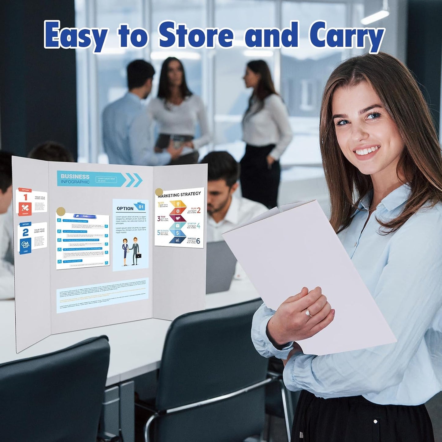 Trifold Poster Board,12 Pack 24" x 16" White Corrugated Poster Boards,Display Board,Perfect for School Projects, Science Fairs, Event Displays, and Business Presentations