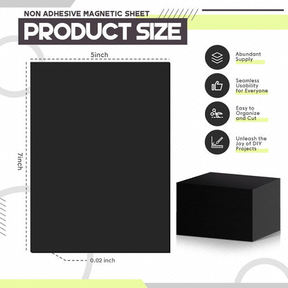 50 Pcs Non Adhesive Magnetic Sheet 5 x 7 Inch for Die Storage Flexible Magnetic Sheets Plain Sheet for Arts and Crafts Scrapbooking DIY Photography, Easy to Cut and Organize