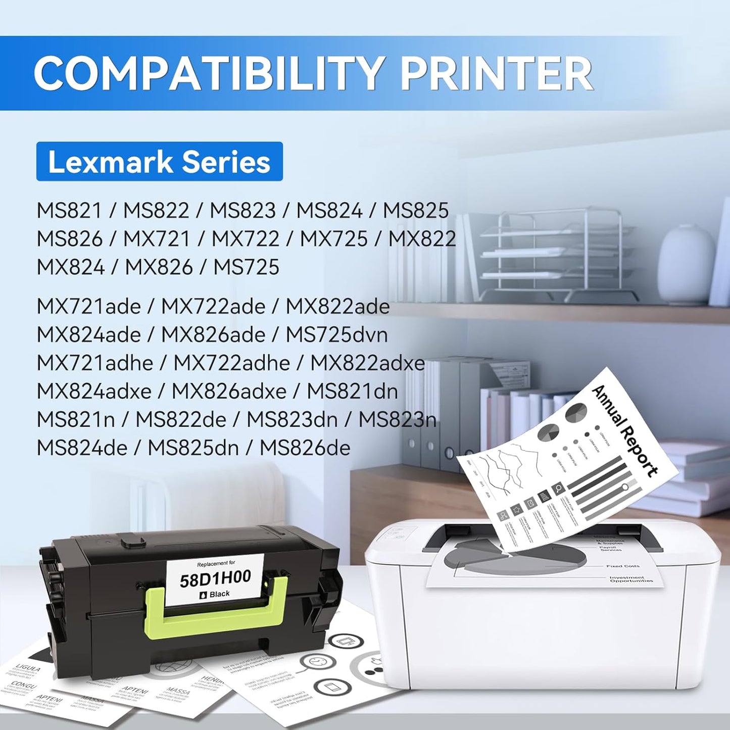 myCartridge Remanufactured Toner Cartridge Replacement for Lexmark 58D1H00 Works for MS821 MS822 MS823 MS824 MS825 MS826 MX721 MX722 MX725 MX822 MX824 MX826 MS725 Printer (1 Black)