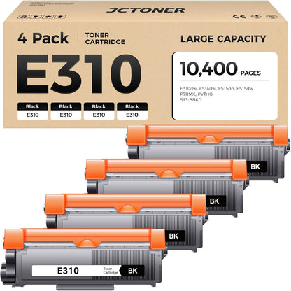 E310 Black Toner Cartridge 4-Pack Replacement for Dell E310 E310dw E514 E515 P7RMX PVTHG 593-BBKD Toner Compatible with Dell Wireless Monochrome E310dw E514dw E515dn E515dw Printer Ink All-in-One Copy