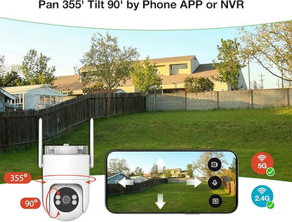 6MP TUYA Security Camera Outdoor, 2.4G/5G WiFi Cameras for Home Security 24/7 Recording, Pan-Tilt 360° View, Auto Tracking & Light Alarm, Color Night Vision,Two-Way Audio, Plug-in cam, IP66/Cloud
