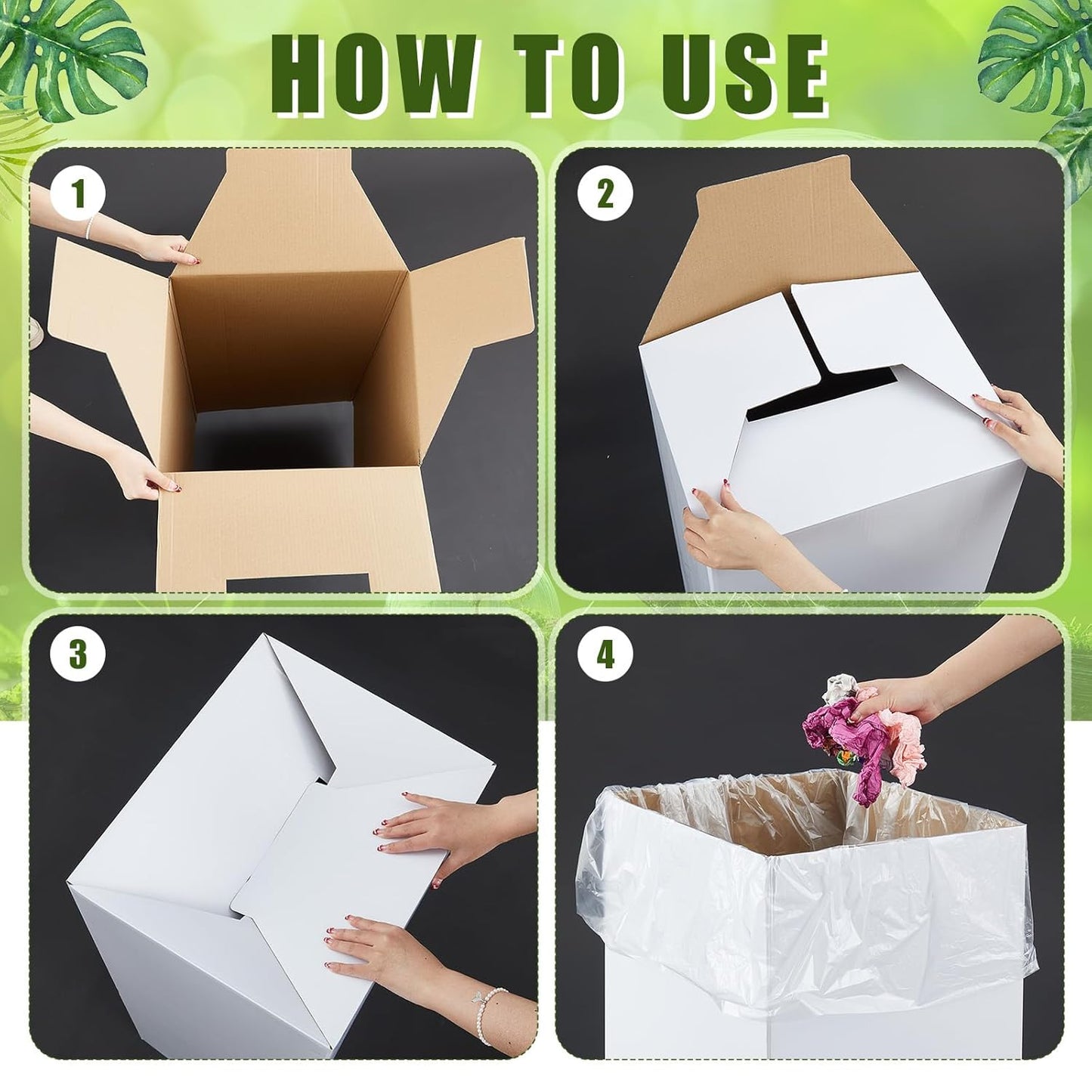 10 Pack 30 Gallon Corrugated Cardboard Trash Cans Bulk for Events Parties Disposable and Reusable Cans Bottle Recycling Bins with 20 Garbage Bags White Garbage Boxes for Outdoor Events