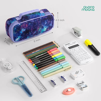 Choco Mocha Galaxy Pencil Case for Girls, Soft Pencil Case Kids Pencils Pouch for Kindergarten Girls, Purple