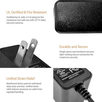 TIGERSECU UL Certified Security Camera AC/DC Power Adapter, 12V 1A 100V-240V 2.1x5.5mm Power Supply, Compatible with Lorex, Night Owl, Swann, ZOSI, Reolink, Annke IP and BNC Cameras (2-Pack)