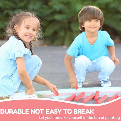 Fulmoon 40 Pcs Jumbo Sidewalk Chalk for Kids Outdoor Art Non Toxic Large Washable Street Chalk for Adults Drawing Painting Classroom(Red,Round Style)