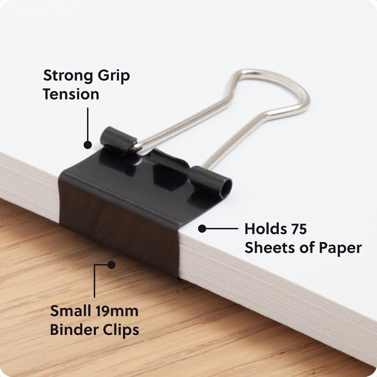 U Brands Binder Clips, Small 3/4-Inch Width, 1/3-Inch Paper Holding Capacity, Black and Silver Steel, 144-Count - 653U08-24