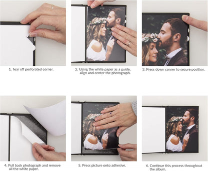 Neil Enterprises Inc. 4" x 6" Black Leather Self-Stick Photo Album - Holds 10 photos