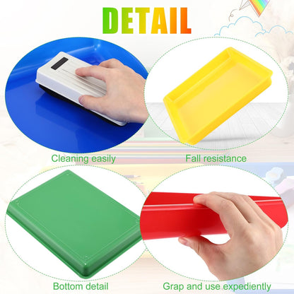 Maitys 15 Pcs Flat Plastic Trays 16.1 x 11.8'' Sensory Storage Tray Paper Stackable Classroom Bins for Office Home Organizer Arts and Crafts Supplies(Multicolor)