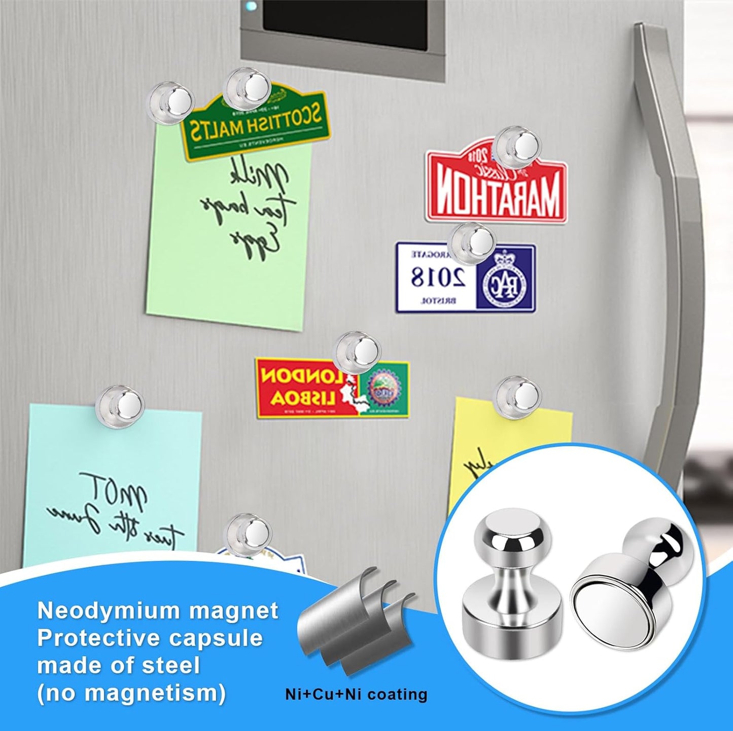 38 Pack Refrigerator Magnets for Whiteboard Small Strong Fridge Magnets Tiny Push Pin Magnetic Neodymium Magnet for Office Classroom Kitchen Home