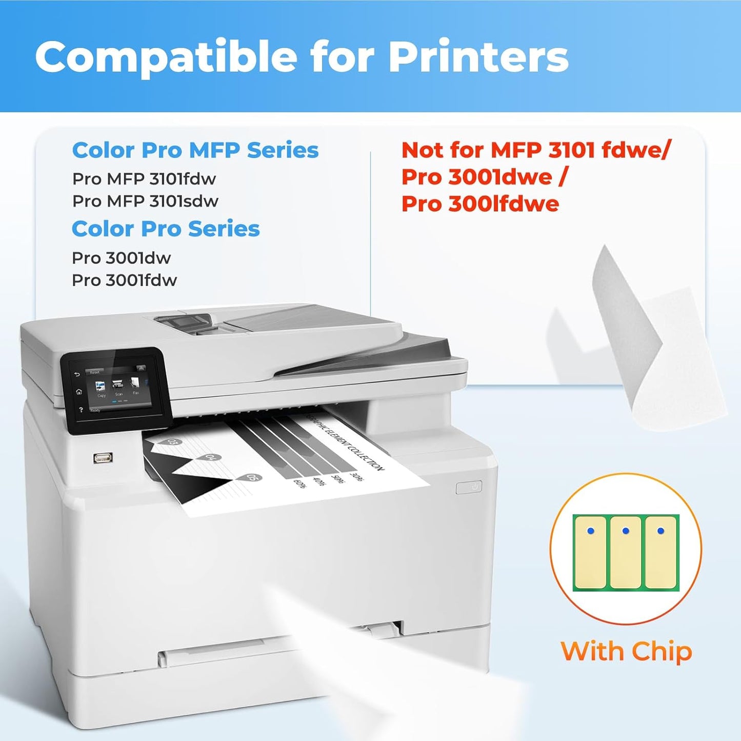 138A Black Toner Cartridge Pro MFP 3101fdw Black Toner Compatible for HP 138A Black Toner Cartridge for HP138A W1380A for pro 3001dw 3101sdw Toner 2Pack (with Chip)