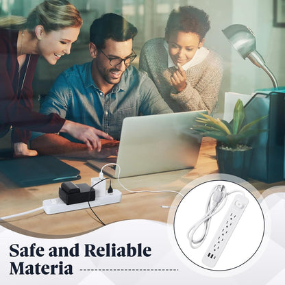 Kanayu 6 Pieces Power Strip Surge Protector with 5 Ac Outlets and 3 USB Ports, Heavy Duty Extension Cords Plug for Home Office Dorm(4.92 ft,White)