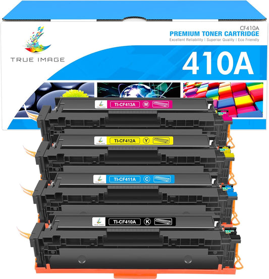TRUE IMAGE Compatible 410A Toner Cartridge Replacement for HP 410A 410X 410 CF410A CF411A CF412A CF413A Color Laserjet Pro MFP M477fnw M477fdw M477fdn M452dn M452nw M477 Printer (4-Pack)
