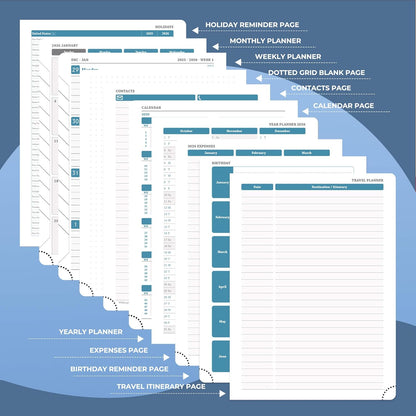 IN-LUXPRO Weekly Monthly 2026 Planner (Jan.26-Dec.26),8.5"x6.5",12 Months Agenda Plan with Month Tabs & Pocket,Expenses/Note Pages, Appointment Book Calendar with Hardcover Vegan Leather Cover,Blue