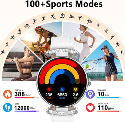 Smart Watches for Women Android IOS, 1.2'' AMOLED Ultra-Clear Screen Fitness Trackers with Bluetooth Call (Answer/Make), Smartwatch with Heart Rate,Sleep Monitor, IP68 Waterproof,100+ Sports Mode