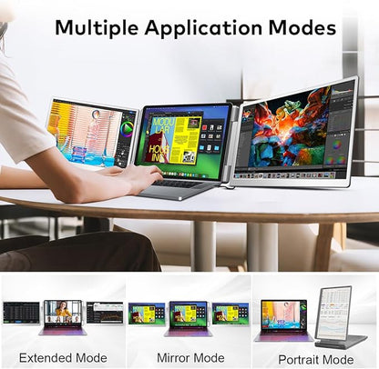 S7 Laptop Screen Extender,14-inch Portable Travel Triple Monitor-Left Screen 360° Flip,FHD 1200P IPS Triple Screen Laptop Monitor Extender for 12-16.5" Laptops,Compatible with Win and MacBook,Gray