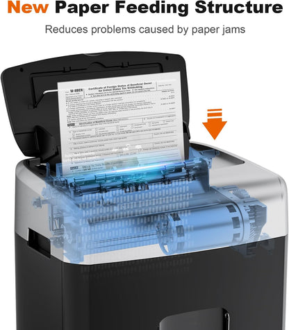 Bonsaii Paper Shredder for Office, 110-Sheet Autofeed Heavy Duty Shredder for Home Office Use, 30 Minutes/Micro Cut/P-4 High Security Level/6 Gallon Large Bin