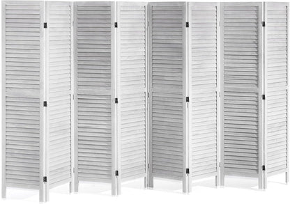 VEVOR Wood Room Divider, 8 Panel Wood Folding Privacy Screen, 66.9 Inches Tall Indoor Louvered Wooden Partition, Portable Decoration Screen, for Room Separation, Home, Office, Restaurant & Bedroom