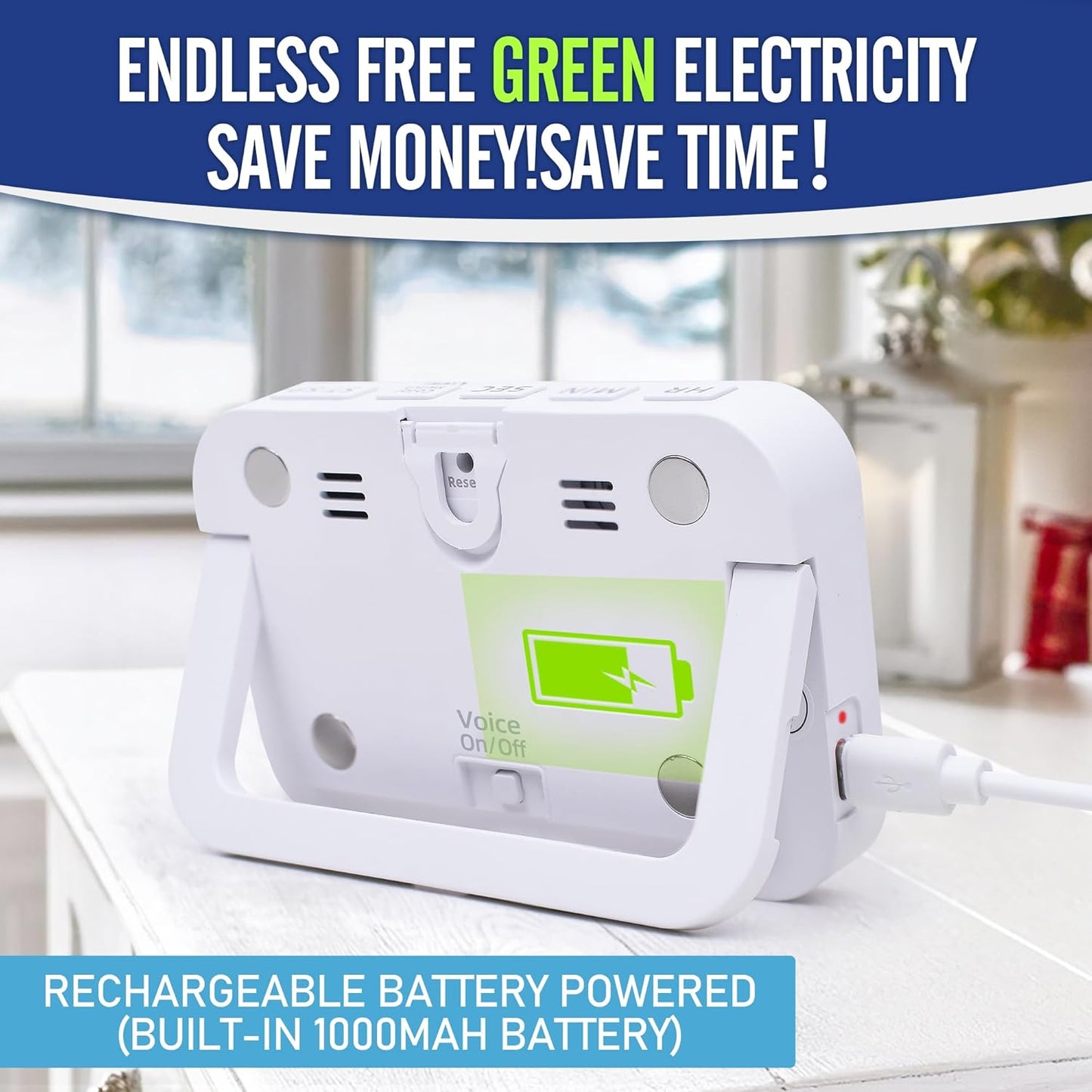 Kitchen Timer（1.5" Number）with Voice Reminder,10 RGB Color Changing Digital Magnetic Timer, Countdown/Up, Rechargeabilit, Brightness Display, 3 Volume Levels and Vibration Mode, for Classroom, Cooking