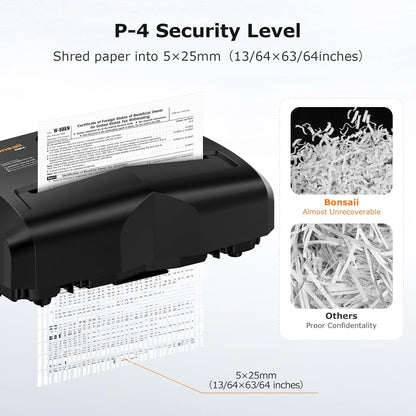 Bonsaii Paper Shredder, 12 Sheet Cross Cut Shredders for Home Office Heavy Duty, 20-Minutes Running Time with 4.2 Gal Pullout Bin for Credit Card Jam-Proof Shredding Machine (C266-A New)