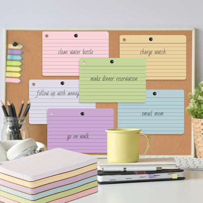 12 Pack Lined Index Cards 4 x 6 Inches, 720 PCS Colored Ruled Index Flashcards Lined Flash Cards with Rings, Note Cards Punched for Study, Office and Home