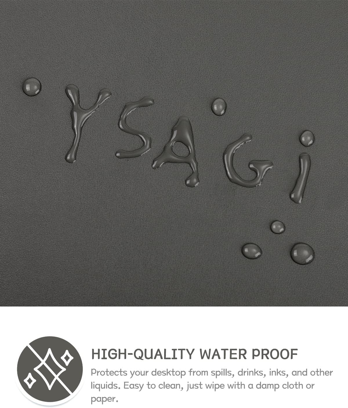 YSAGi Non-Slip Leather Desk Pad L Size, Waterproof Laptop Computer Desk Keyboard Mat, Table Protector Blotter Mat, Large Mouse Pad for Office/Work/Home/Decor(Dark Gray, 35.4" x 17")