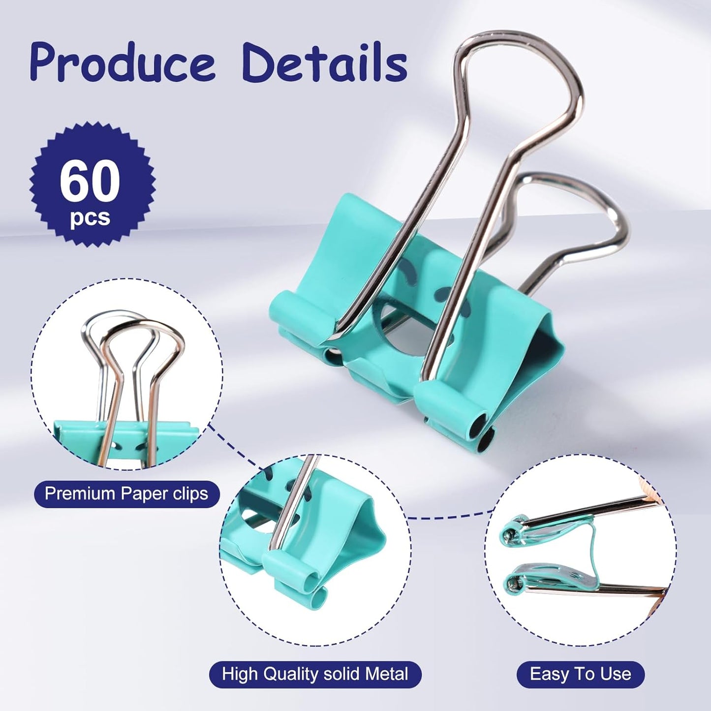 Ufmarine 60 Pcs Small Binder Clips 3/4 Inch, Cute Smiling Binder Clips for Officee