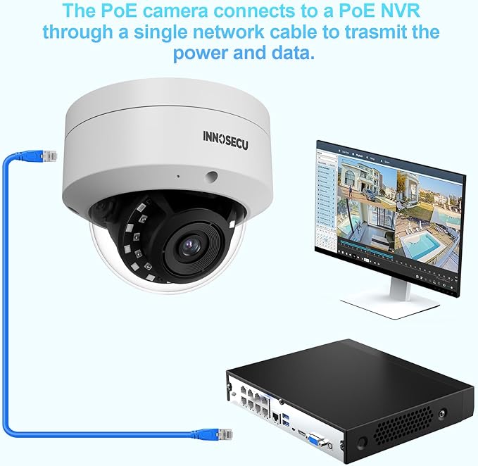 8MP Dome PoE Camera, IP Security Surveillance Camera @30fps, Vandal-Proof IK10, Waterproof IP67, Built-in Mic, 2.8mm Lens 110°, Human & Vehicle Detection, No PT Supported. IND8VR54A (White)