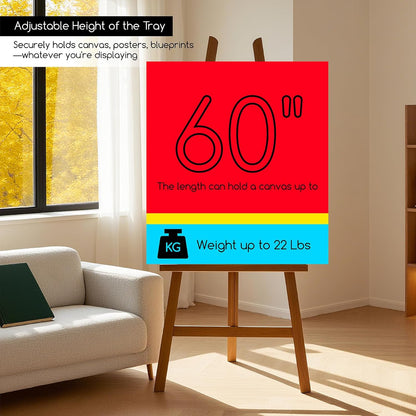 MEEDEN Wooden Easel Display Stand: Adjustable Art Easels for Sign, A Frame Painting Easel for Canvas up to 60", Ideal for Artist Adults Drawing Picture Poster - Walnut