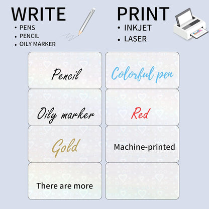 STARLIBOO Transparent Stickers Labels - 2" x 4" Clear Address Labels Mailing Stickers for Laser/Inkjet Printer 8.5"×11"- 20 Sheet (Clear Holographic Heart)