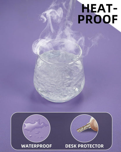 Leather Desk Pad Protector,Desk Mat,Large Mouse Pad, Non-Slip Desk Pad, Waterproof PU Leather Desk Blotter Mat, Desk Cover for Office and Home (Light Purple, 36" x 17")